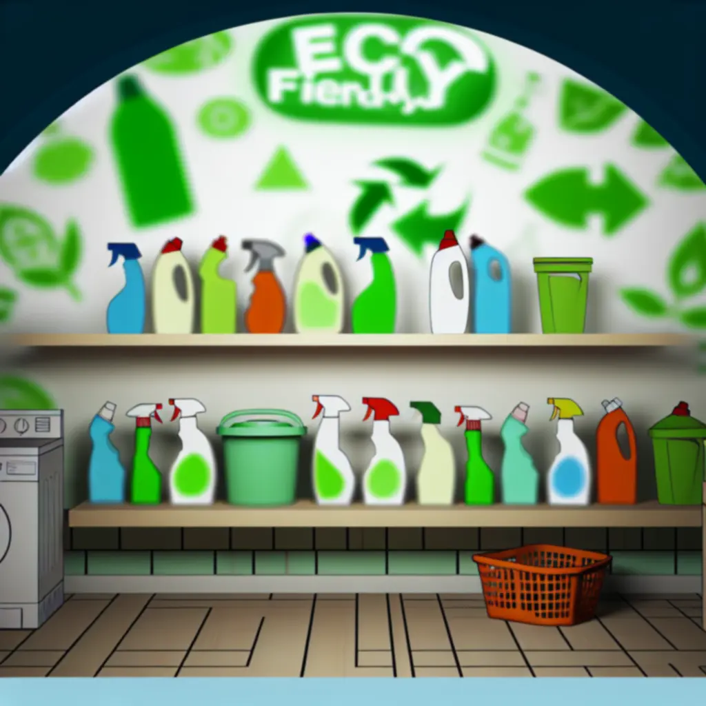 Ekologiczne środki czystości ustawione na półce w domu