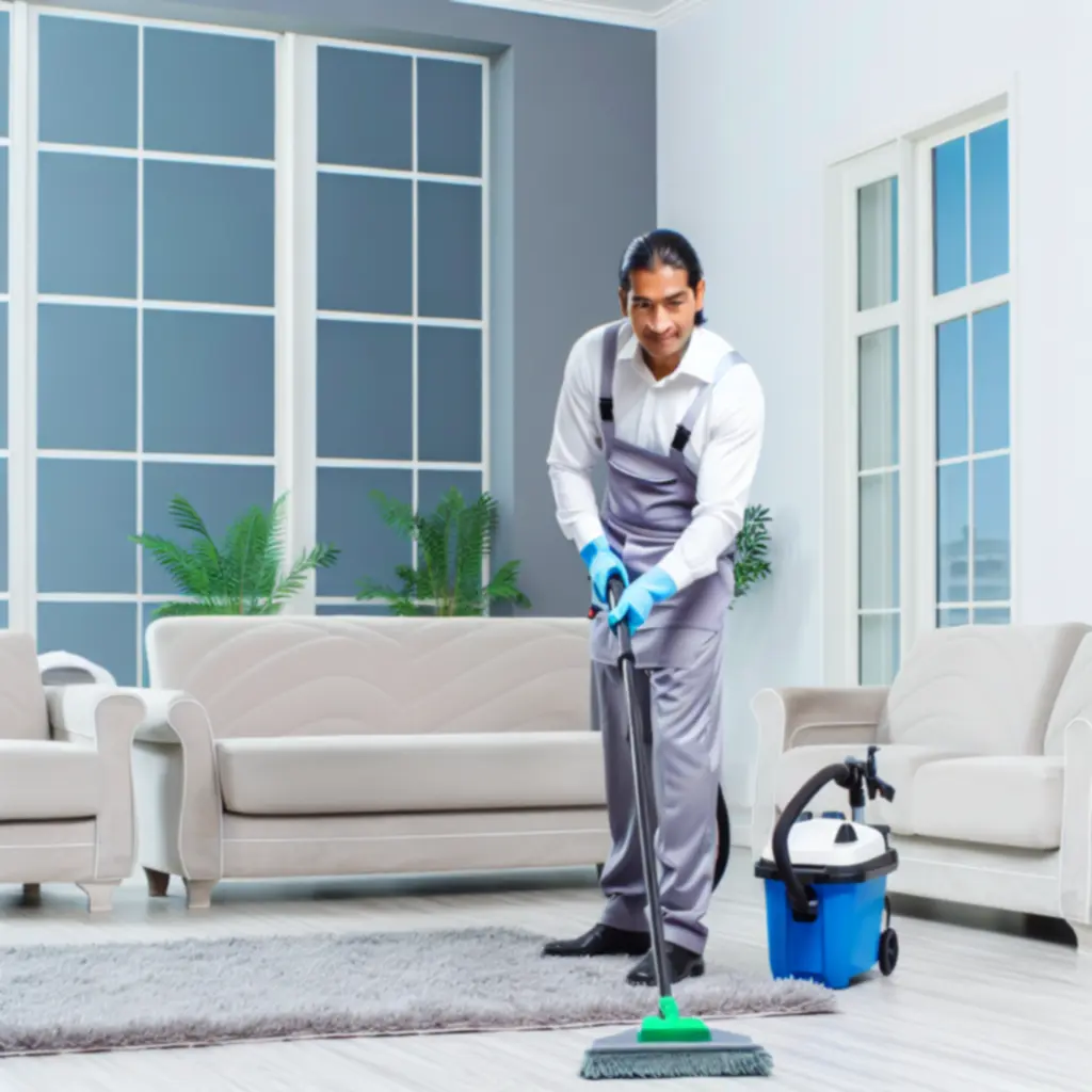 Pracownik CityCleaningPro podczas profesjonalnej realizacji usługi sprzątania